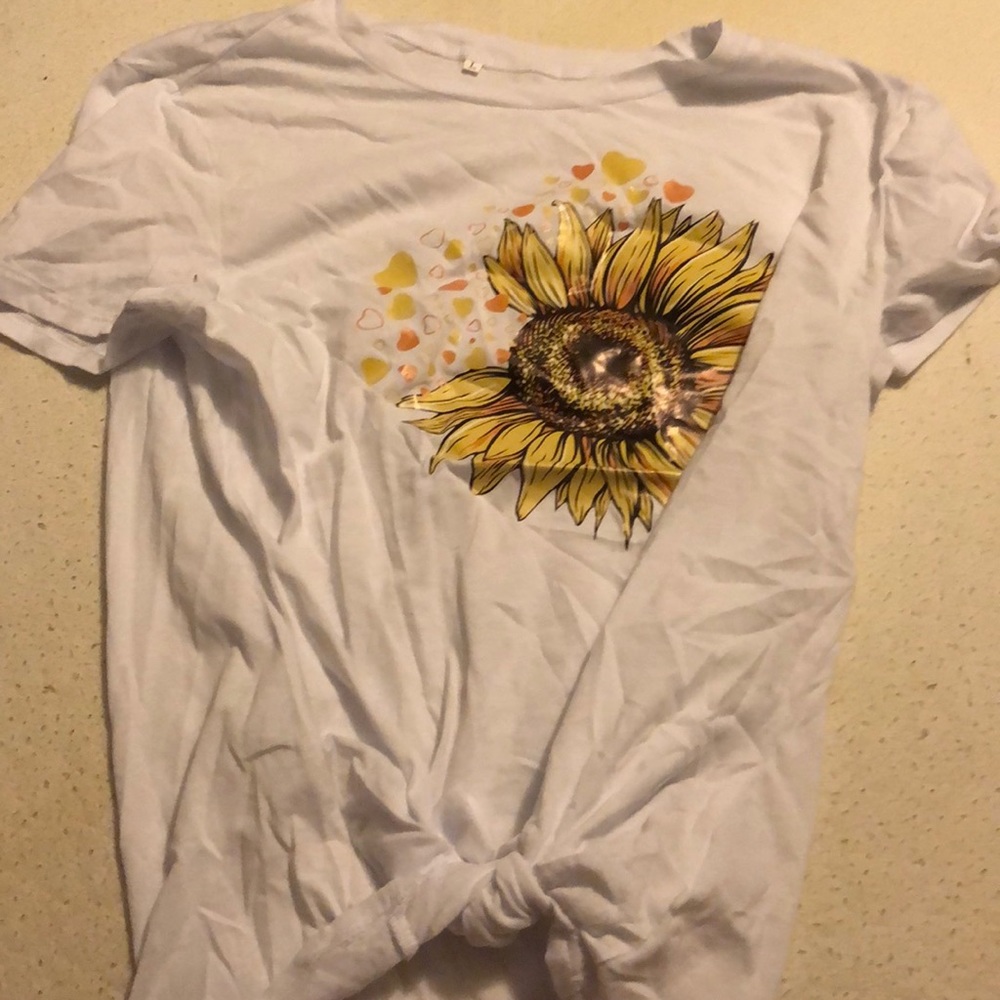White Shein Sunflower Shirt